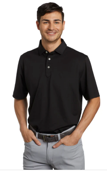 Drip Golf and Stitch Golf Black Polo with Drip Logos on Chest and Sleeve