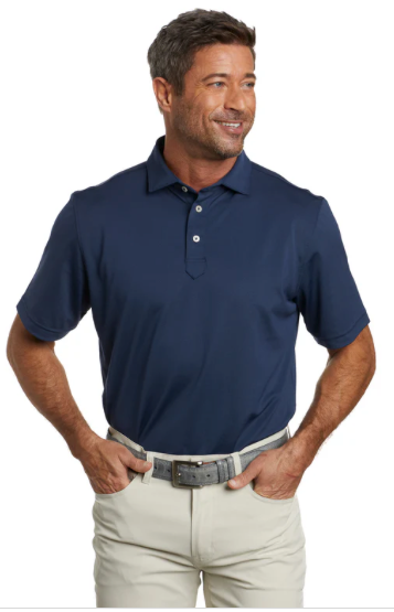Drip Golf and Stitch Golf Navy Polo with Drip Logos on Chest and Sleeve